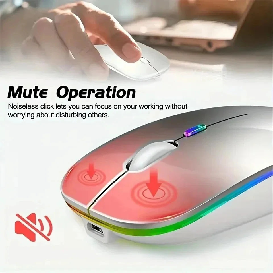 Wireless Mouse Gaming Mouse Backlight USB Compatible RGB Rechargeable Mice Silent Backlit Ergonomic Gaming Mouse for Laptop PC Lootquake LLC