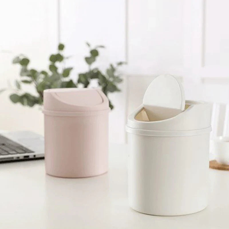 Mini Desktop Bin Small Trash Can Tube With Cover Bedroom Trash Can Garbage Can Clean Workspace Storage Box Home Desk Lootquake LLC