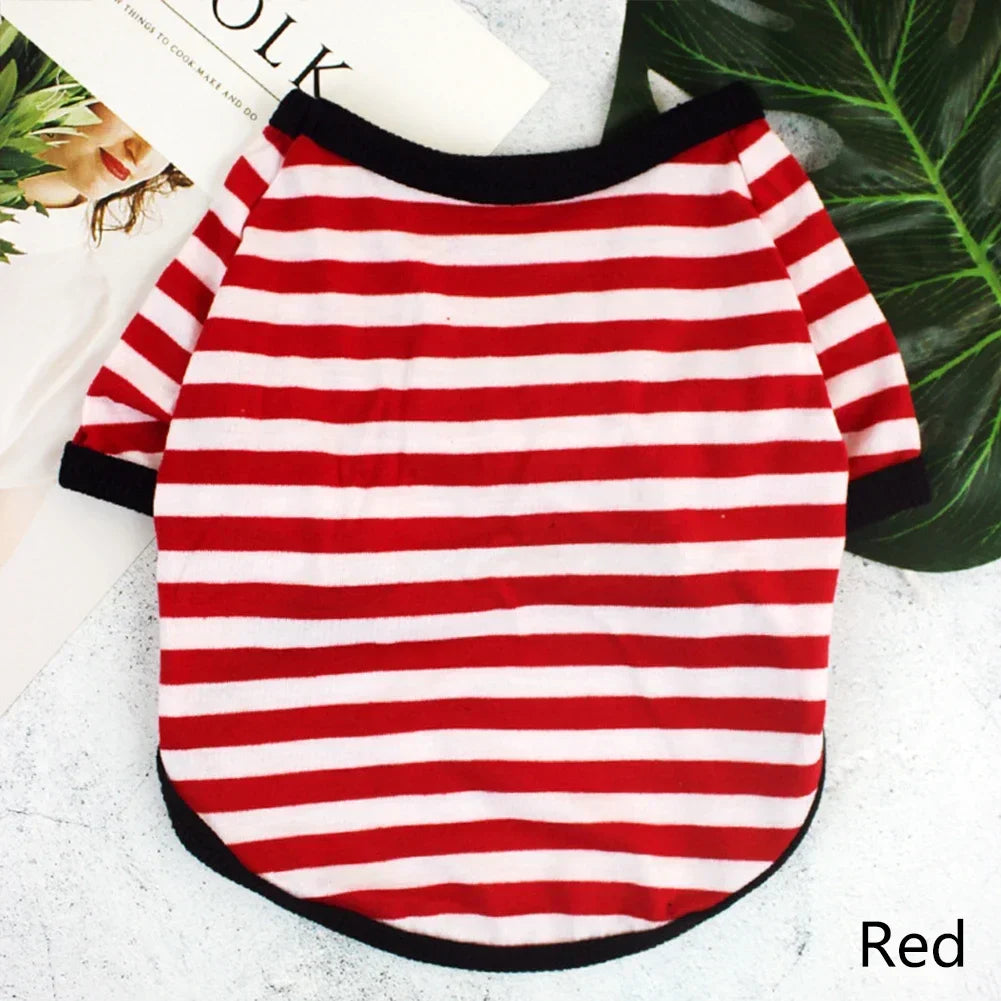 Stripe Spring Dog T-shirt Soft Small Medium Dog Puppy Clothing Shirt Vest Printed Pet Dog Puppy Vest T-shirt Dog Cloth Pi-Mart