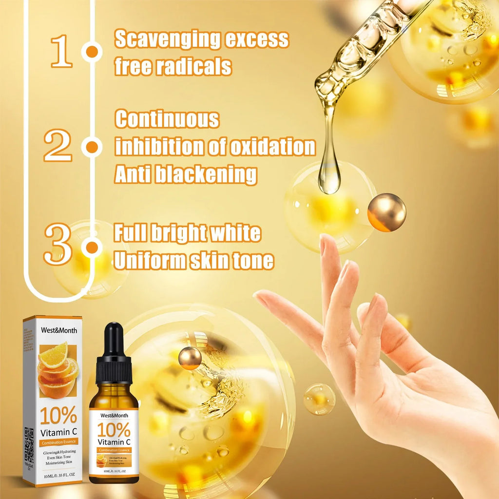 Vitamin C Serum for Face Hyaluronic Acid Lighten Age Black Spots Sunburn Anti-oxidation Wrinkle Remove Shrink Pore Skin Care Lootquake LLC