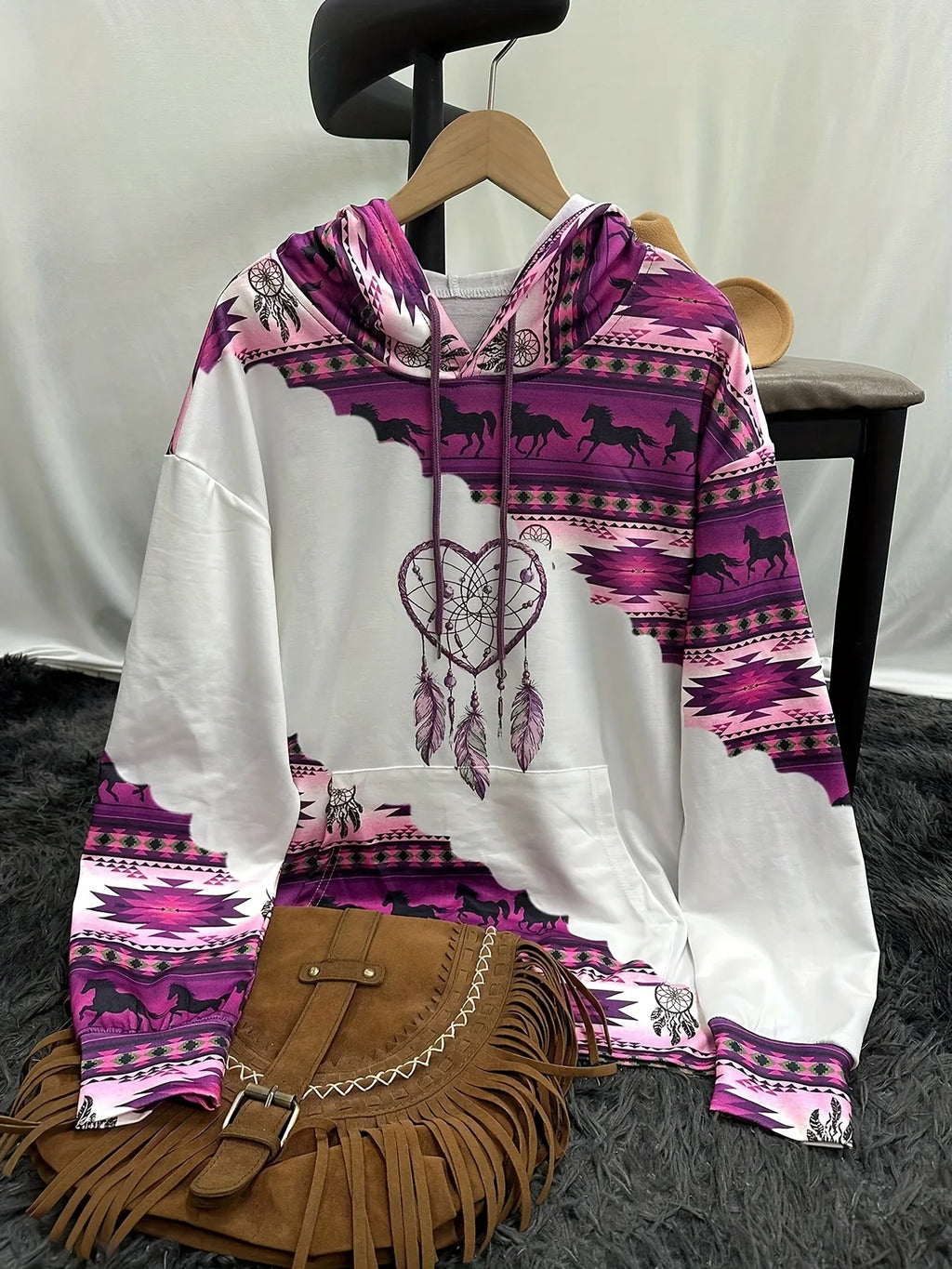 Women's Ethnic Style Retro Print Hoodie THRIXINE