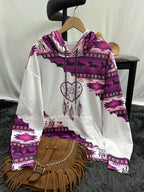 Women's Ethnic Style Retro Print Hoodie THRIXINE