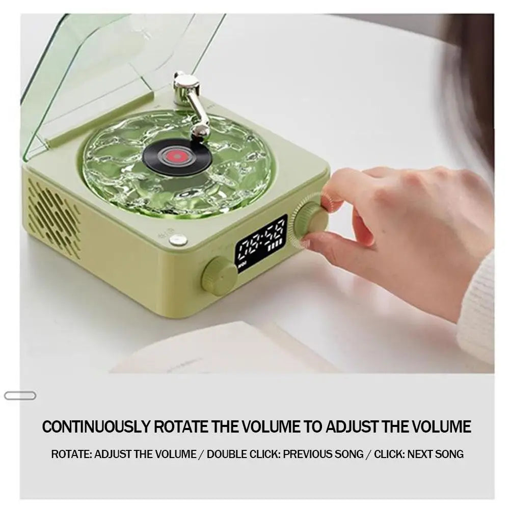 Turntable Bluetooth Speaker With LED Ocean Clock,Hi-Fi Mood Light Audio System For Home Decor & Birthday Gifts Lootquake LLC