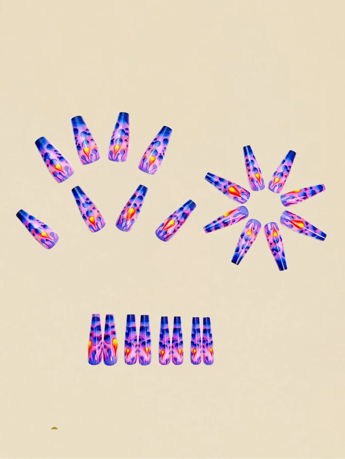 Long nail art patches with purple polka dots and a shiny, fashionable, individual and high-end feel. Detachable 24-piece nail ar Lootquake LLC