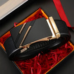 Fivela automática de metal masculino cinto de couro, cinta, marca, design de luxo, masculino Lootquake LLC