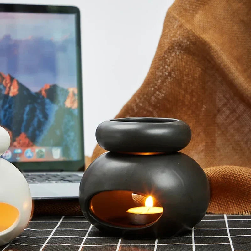3 in 1 Candle heating holder Ceramics Essential Oil incense Burner Big Capacity Aromatherapy Oil Lamp Candlestick Home Fragrance Lootquake LLC