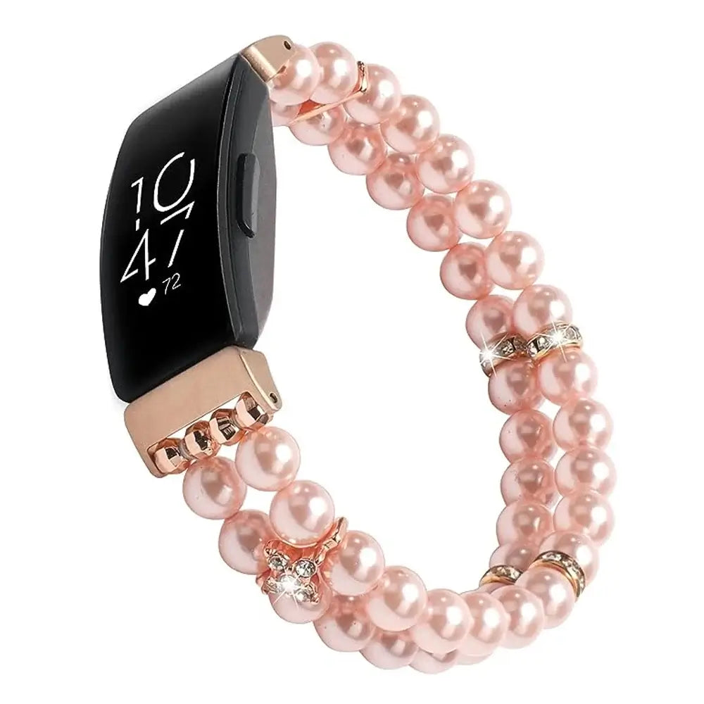 Fitbit Inspire 3 Elastic Pearl Band – Stylish Beaded Stretch Strap - SJB-DIAMOND ELITES