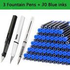 33 Pcs Kawaii Fountain Pen Replaceable Ink Set Black/Blue/Red ink EF 0.38mm School Pens Office Supplies Stationery for Writing Lootquake LLC