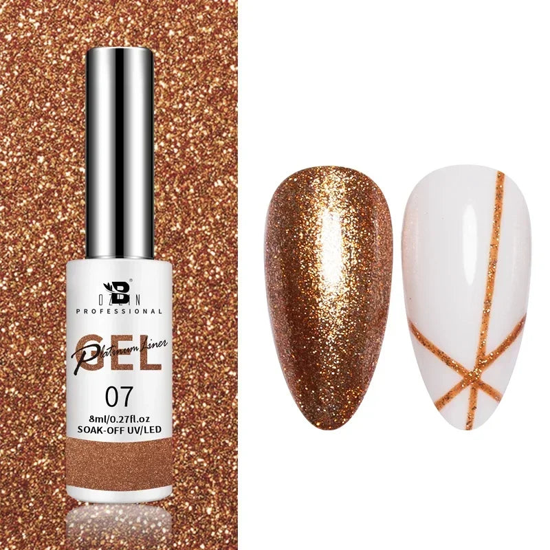5ML Gold Silver Metallic Liner Paint Gel Polish Chrome Mirror Metal Effect Super Bright French UV LED Semi Permanent Nail Gel Lootquake LLC
