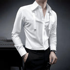 Fashion Unique Suspender Design Long-Sleeved Shirt Mens High-End 2024 Autumn New Trend Casual Solid Color Y2k Mens Shirt Lootquake LLC