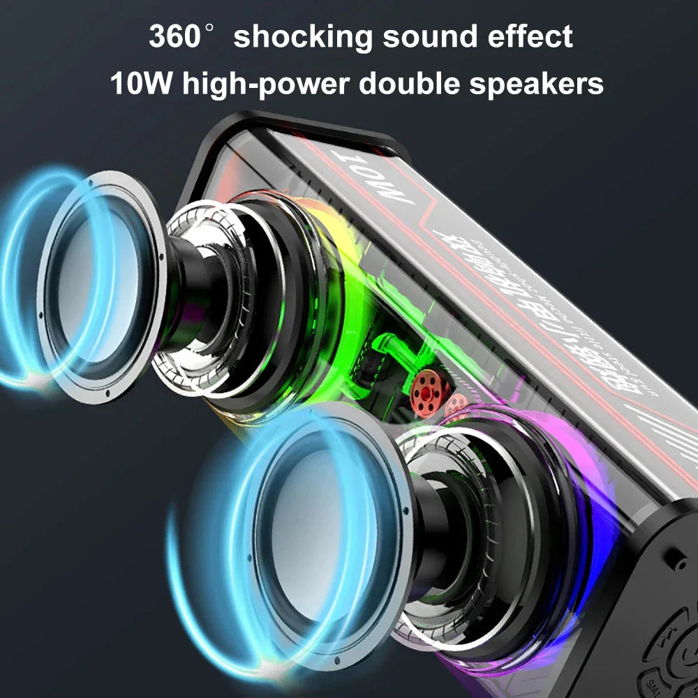 Bluetooth 5.0 Dual Speakers Wireless RGB1800mAh Transparent Mecha Speakers  Light Effect Loudspeaker Bass Subwoofer Mini Speaker Lootquake LLC