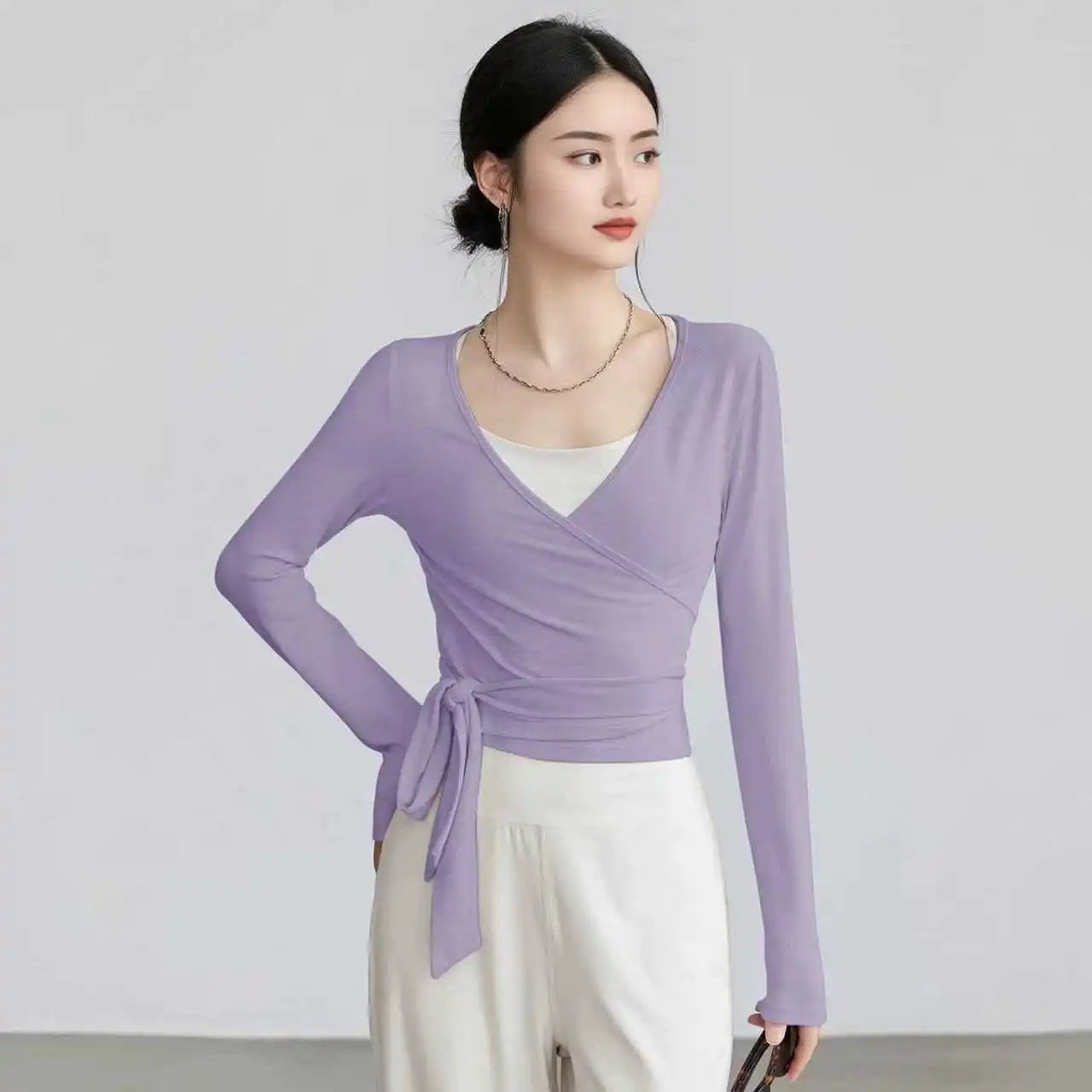 Slim-Fit Long-Sleeve Yoga Top with Straps