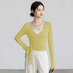 Slim-Fit Long-Sleeve Yoga Top with Straps