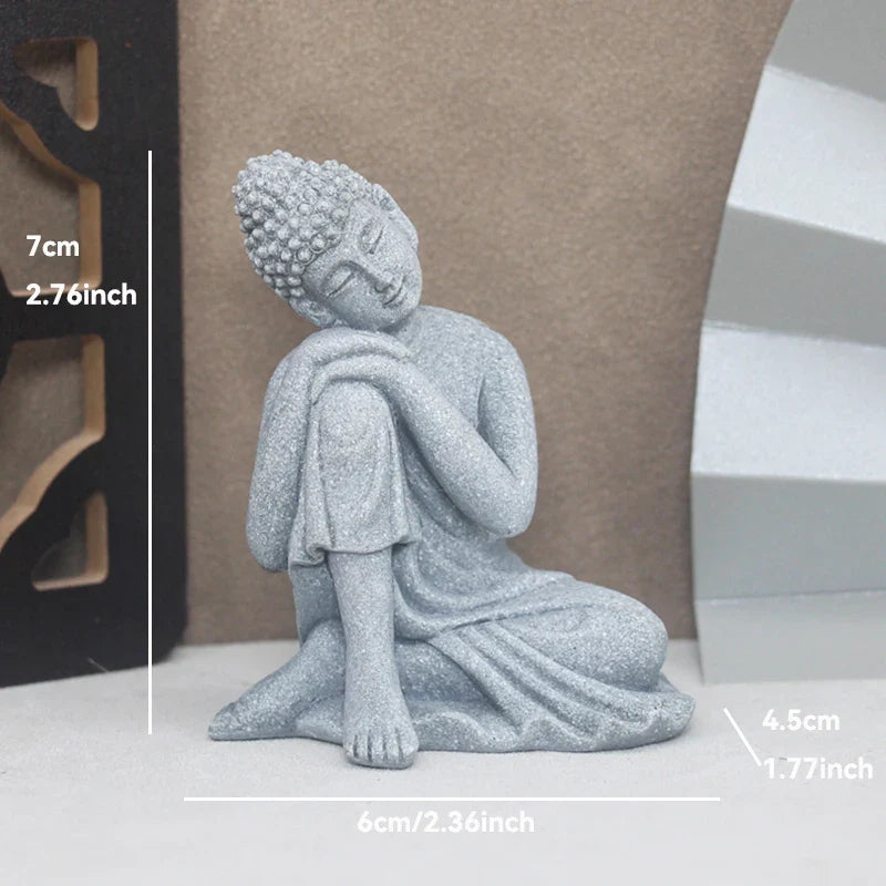 Buddha Stone Statue Little Buddhist Monks Tibetan Buddhism Figurines Zen Garden Ornament Meditation Home Aquarium Decoration Lootquake LLC