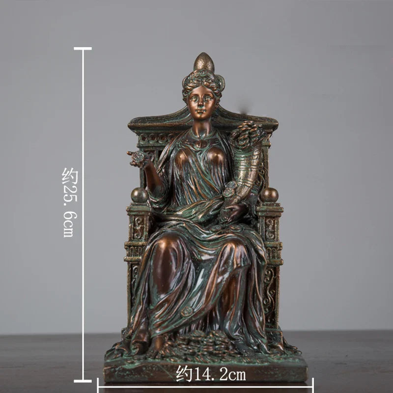 In Stock Fortuna Scuplture Statue of Tyche Greek Mythology Lucky Wealth Figurines Antique Ornament Home Decor Office Lootquake LLC