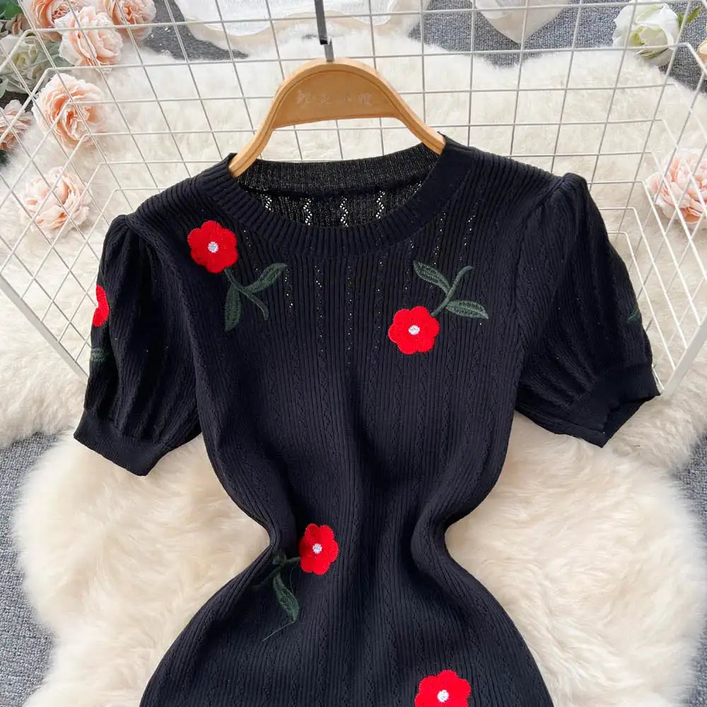 Crochet Dresses Knit Cut Out Dress Jurk Dames Beach Dresses for Women 2023 Short Sleevel Female Vestidos Mujer Maxi Long Dress