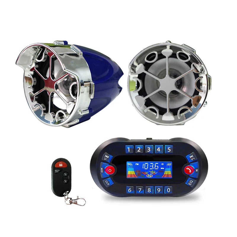 Motorcycle Bluetooth Speaker Amplifier Output 2.1A Music MP3 Player Burglar Alarm Siren USB Stereo Loud Speaker FM Radio MT730 Lootquake LLC