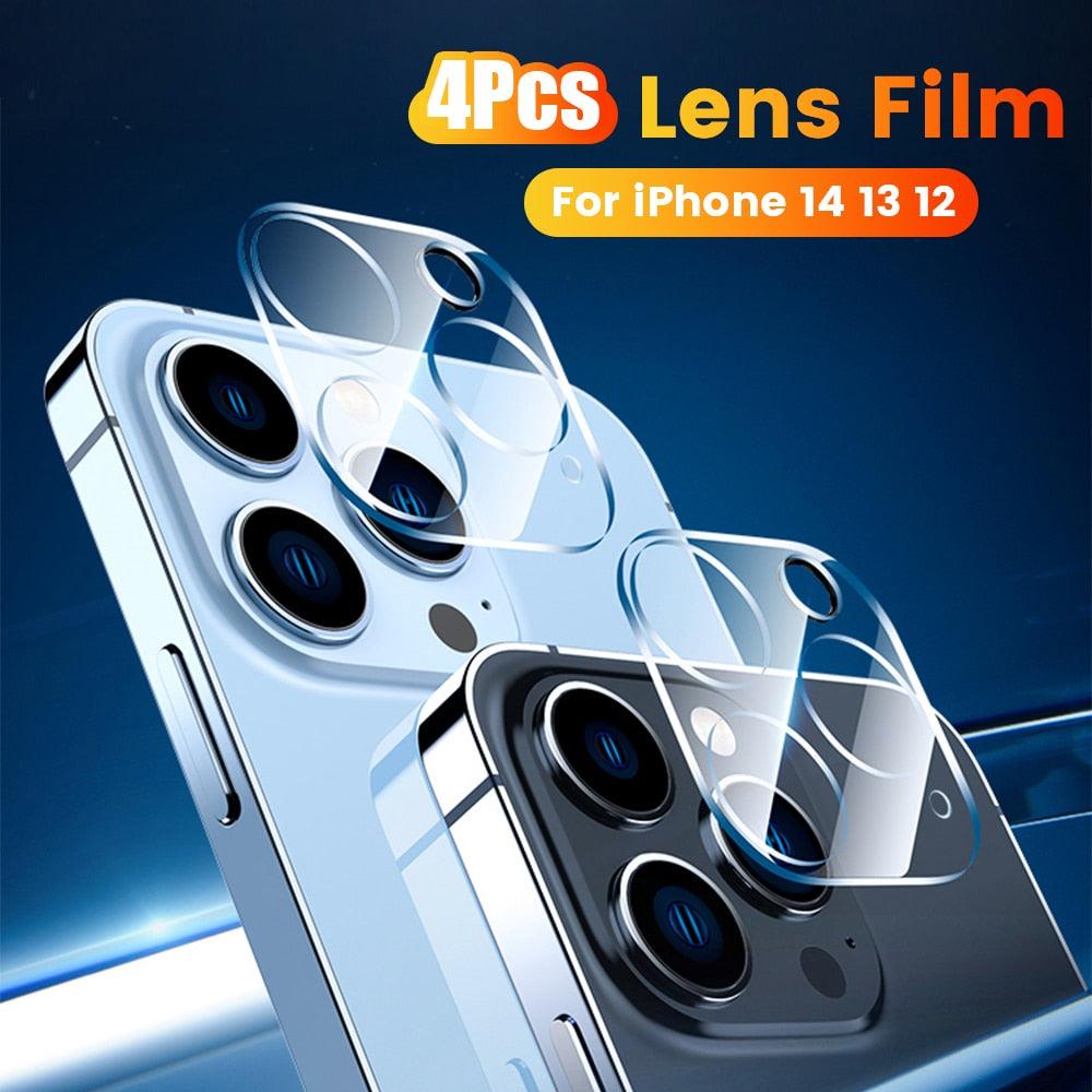 4Pc Camera Lens Protector For iPhone 14 13 12 Pro Max Full Cover Tempered Glass For iPhone 13 12 Mini Camera Protector Lens Film Camera Protective Glass For iphone Stevvex