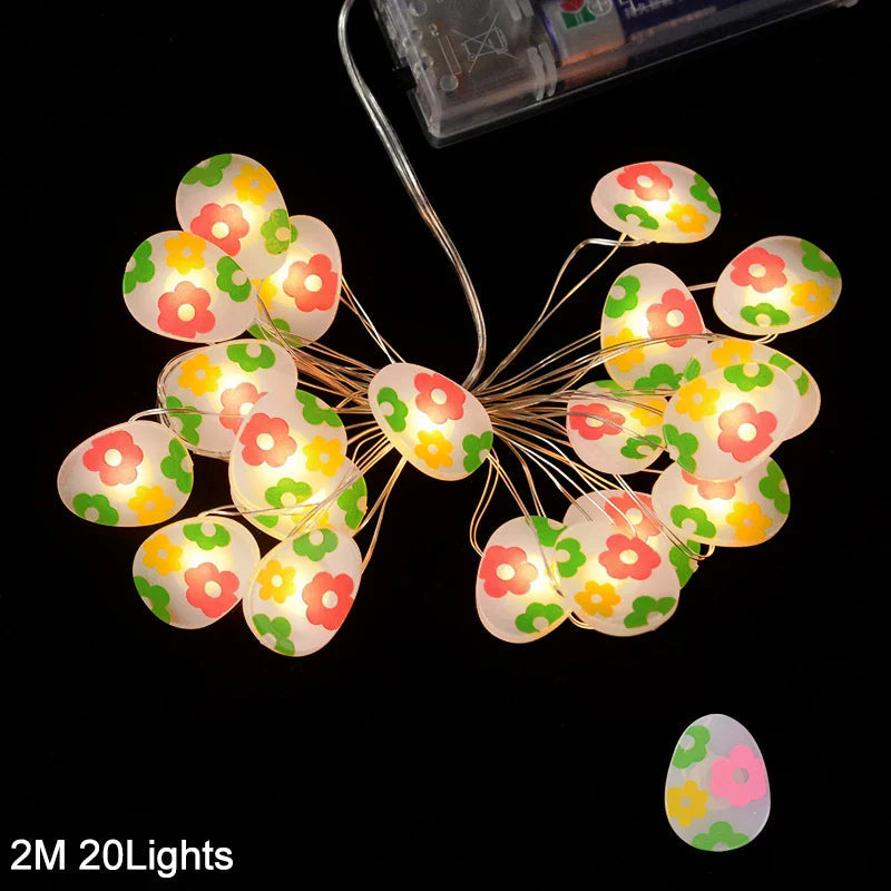 2M 20LED Easter Rabbit String Light Carrot Chick Eggs Fairy Light Garland Happy Easter Party Decoration For Home Kids Gift 2025 Lootquake LLC