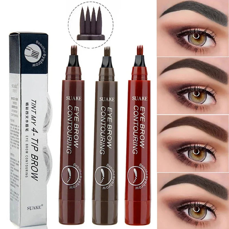 4 Fork Eyebrow Pencil Natural Waterproof Anti-sweat Lasting Liquid Does Not Faint Dye Extremely Fine Eyebrow Pencil Makeup Tool Lootquake LLC