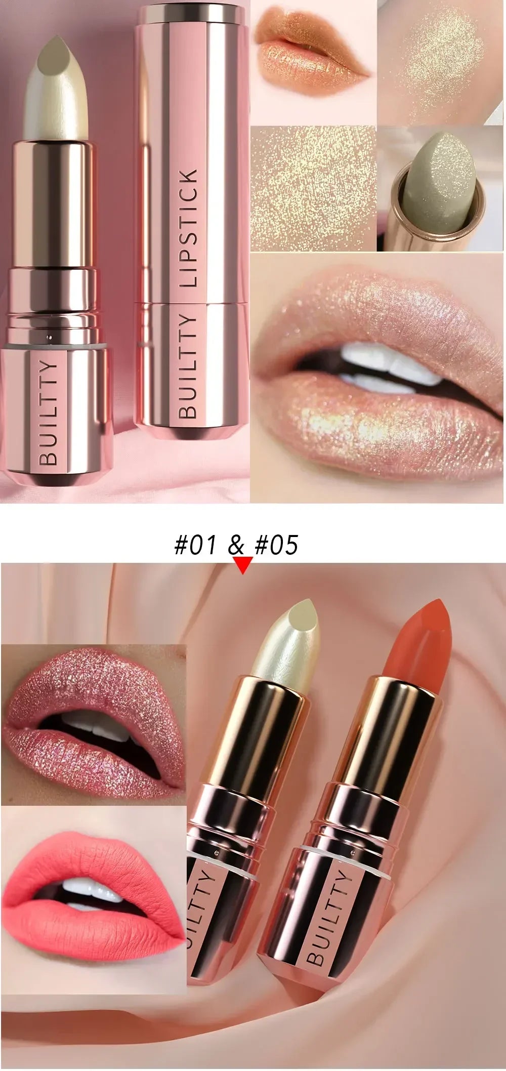 Pearl White Exhibitionist Lipstick Nude Red Pink Matte Lipstick Long Lasting Smudge Proof Waterproof Non-Transfer Formula