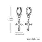 Punk Men's Huggies Earrings,Vintage Long Chain Stainless Steel Ear Drop,Stylish Cross Earring Gift