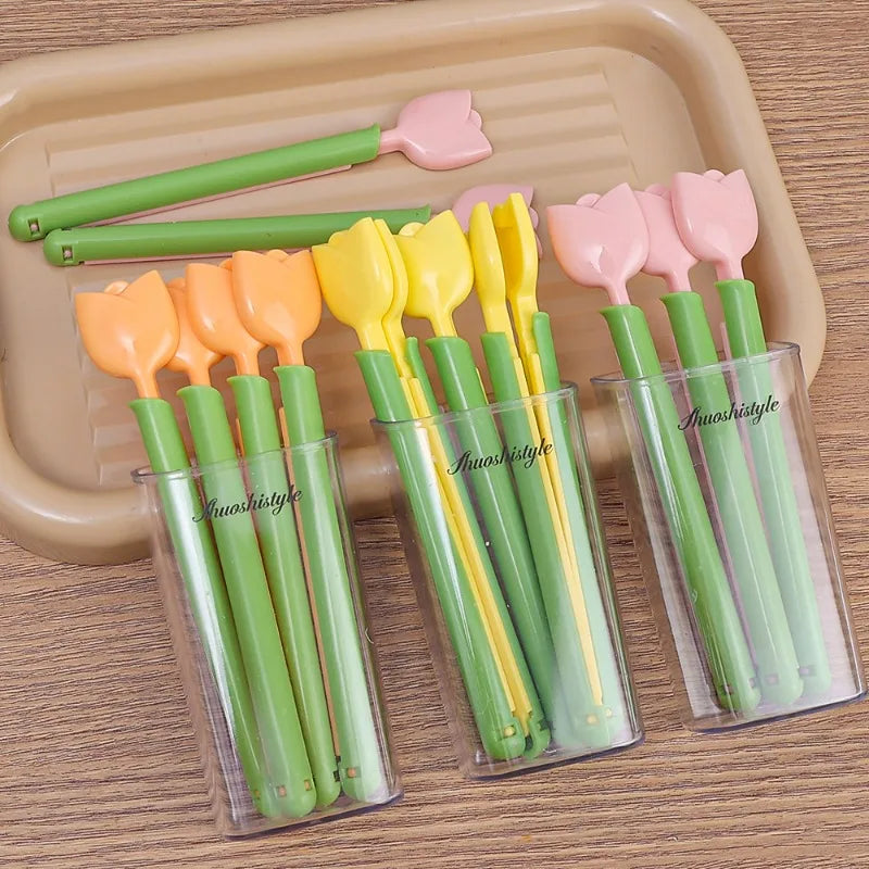 5Pcs Tulip Seal Clips Kitchen Food Snack Seal Sealing Bag Clips with Magnetic Storage Box Reusable Bag Sealer Home Storage Tools Lootquake LLC