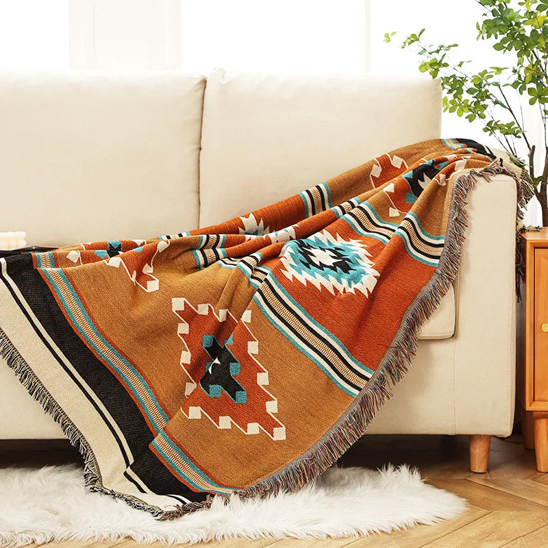 Bohemian Throw Blanket For Beds Outdoor Camping Blanket Sofa Cover Indian Sofa Towel Bed Cover Rug Tablecloth Living Room Decor Lootquake LLC