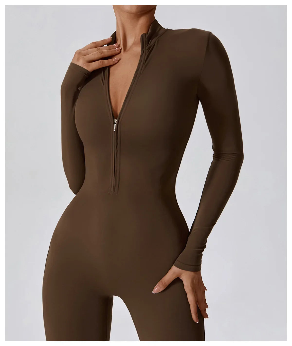 Yoga Jumpsuit Long Sleeved Zipper Rompers THRIXINE