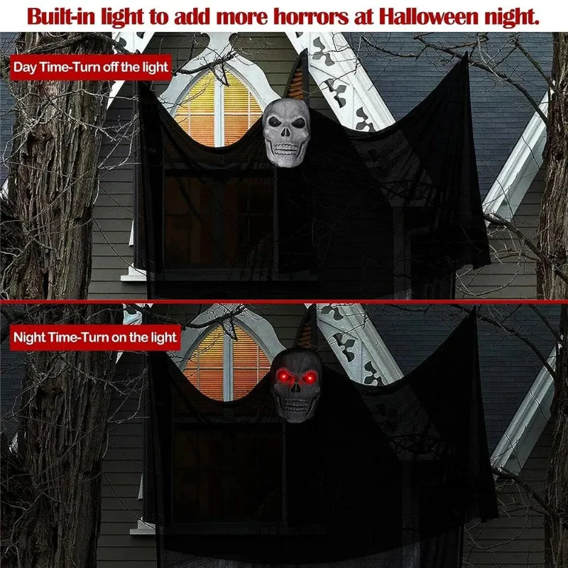 Halloween Hanging Skull Ghost Haunted House Decoration With LED Sound Ghost Ornament Indoor Outdoor Bar Halloween Party Decor Lootquake LLC