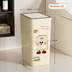 Bathroom Trash Bin with Flat or Round Lid Rectangular Garbage Bin Toilet Living Kitchen Bedroom Press Plastics Trash Can