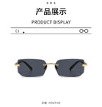 Rimless Sunglasses Rectangle Fashion Popular Women Men Shades Small Square Sun Glasses For Female male Summer Traveling Oculos