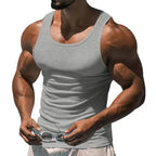 American Vest, Summer Europe And The United States Men Stretch Sports Gym Training, Tight Hurdle Sleeveless Top Solid Color Vest