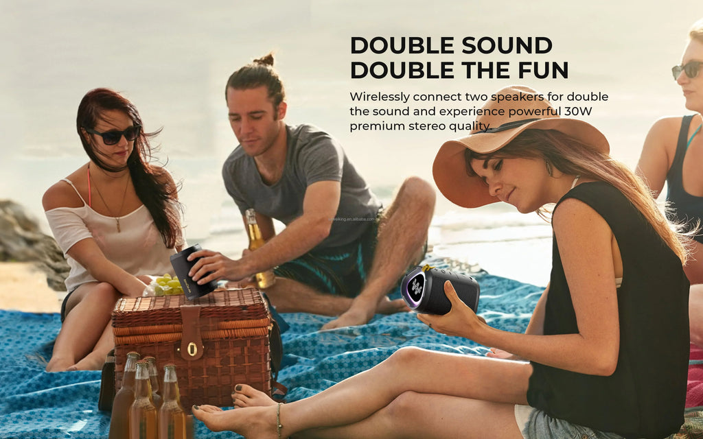 Bluetooth Speaker with LED Display Heavy Bass and 15W Power Waterproof IPX7 for Outdoor Parties Lootquake LLC