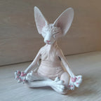 Cat Figurine Sphynx Meditation Statue Yoga Animal Cat Meditate Art Sculpture Micro Decoration Garden Home Office Ornament