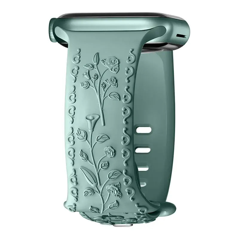 Apple Watch Silicone Band - Floral Engraved - Stylish Design - SJB-DIAMOND ELITES