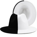 Black White Modern Unisex Fedora Hat Women Unisex Wide Brim Party Cowboy Cap Men Gentleman Wedding Hat Two Colors Fedora Hat Solid Color Wide Brim Winter Autumn Hat Stevvex