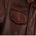M65 Top Layer Cowhide Jacket  Fashion SlimFit Stand Collar Leisure Bomber Jacket 100% Genuine Leather Men's Vintage Short Pi-Mart