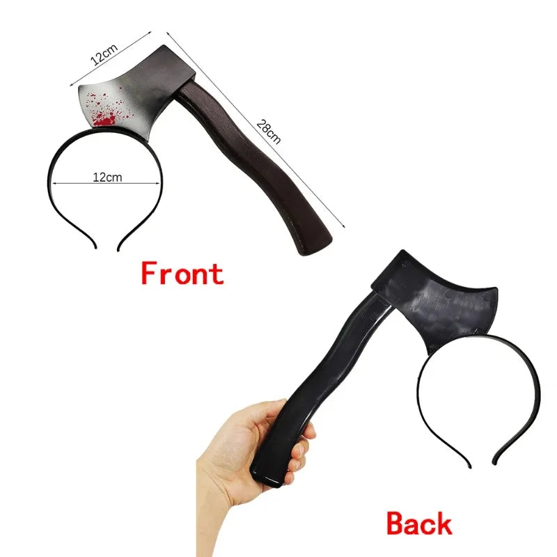 Halloween Decor Accessories Hair Hoop Horror Blood Fake Ax Saws Knife Gothic Headband Halloween Party Masquerade Cosplay Prop Lootquake LLC