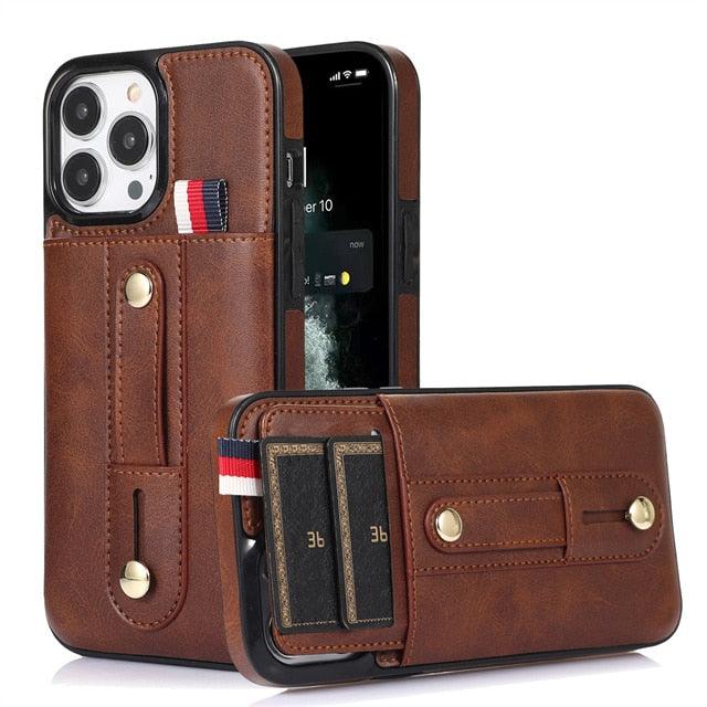Luxury Leather Phone Case For iPhone 14 13 12 Mini 11 Pro X XS Max XR Business Elegant Men Wallet Card Slot Cover Wallet Case With Card Holder PU Leather iPhone Case Stevvex