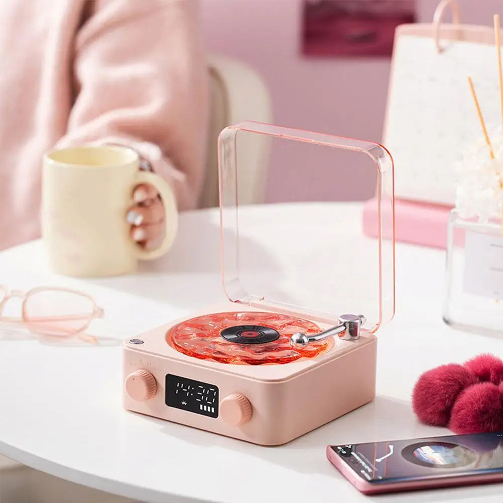 Turntable Bluetooth Speaker With LED Ocean Clock,Hi-Fi Mood Light Audio System For Home Decor & Birthday Gifts Lootquake LLC
