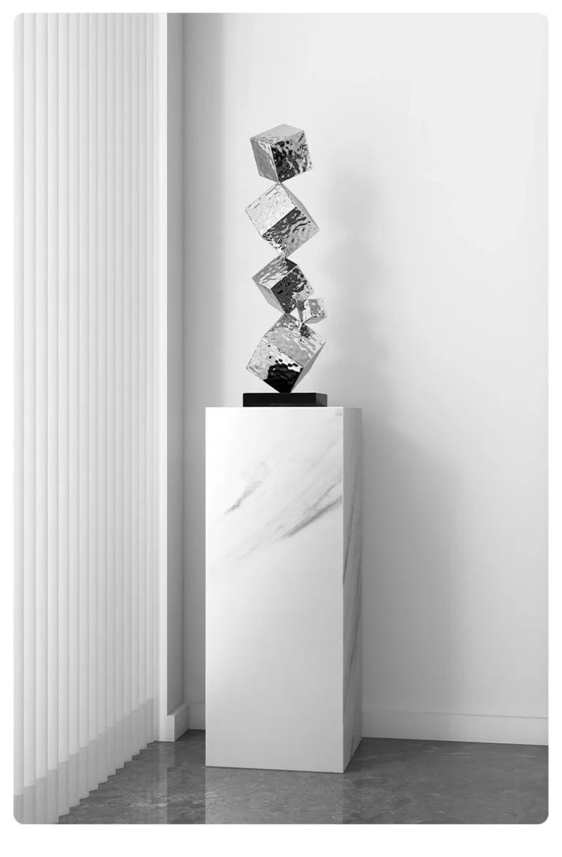 Stainless Steel Geometric Modeling Statues Modern Simple Luxury Living Room Entrance Hall Lobby Creative Sculptures Home Decor Lootquake LLC