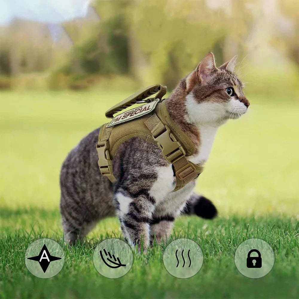 Tactical Cat Harness with 2 Patches Stickers Vest Harnesses THRIXINE