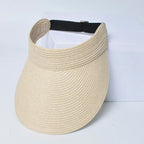Spring and Summer Women's Outdoor Sunshade  Straw Hat Fashion Empty Top  Duck Tongue Hat Big Brim Cap G37