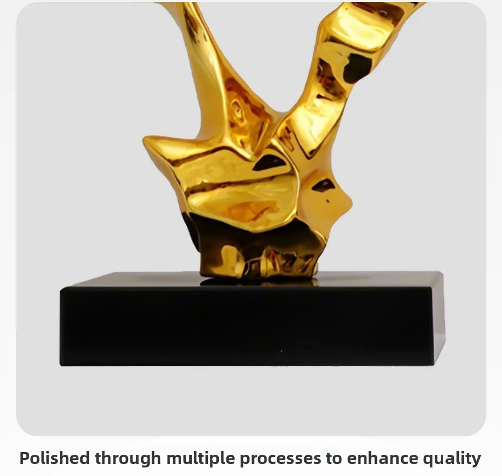 Abstract Art Sculpture Electroplating Transparent Resin Craft Model Modern Home Decor LivingRoom Office Desktop Statue Ornaments Lootquake LLC