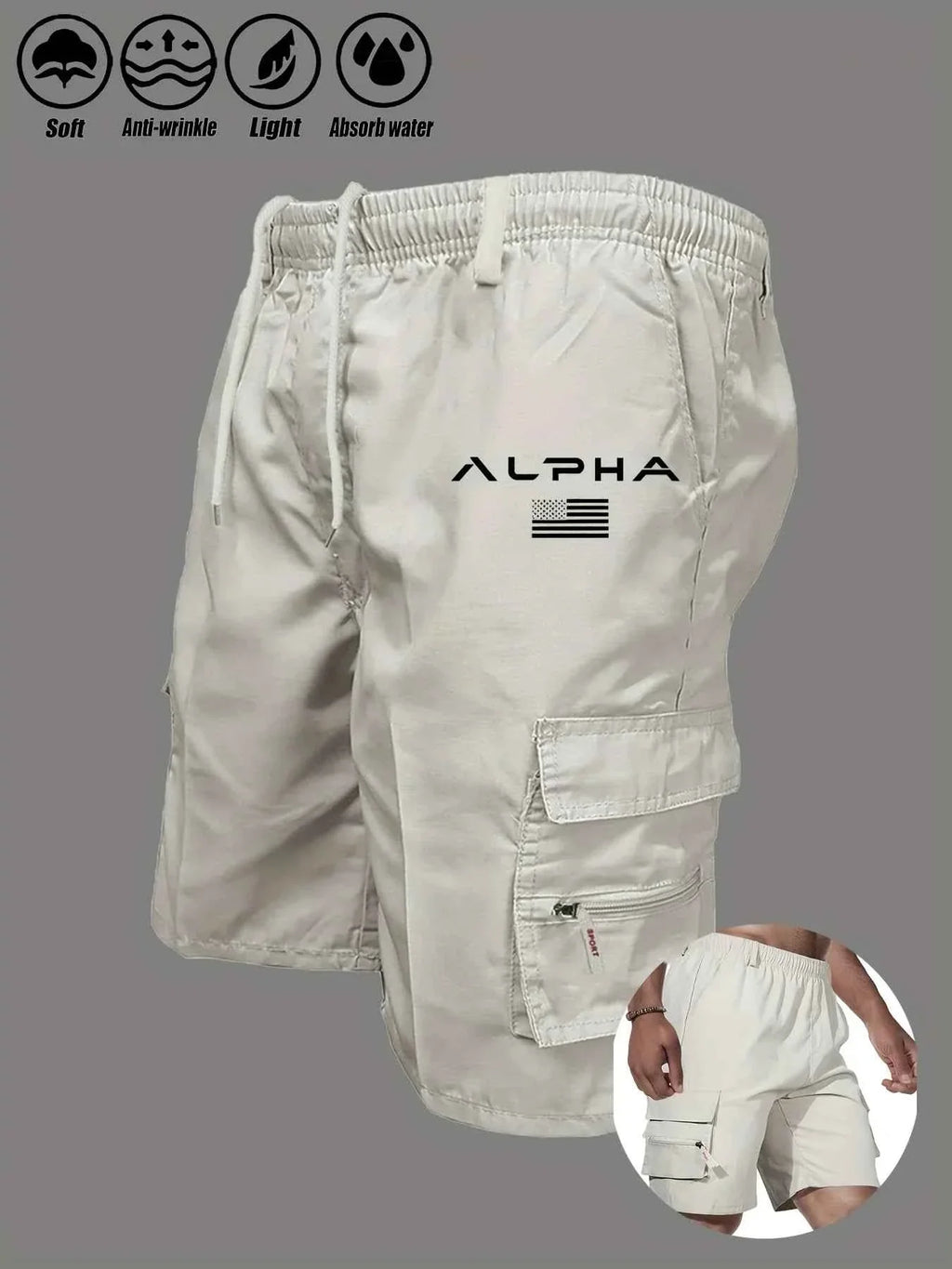 American Flag Eagle Cargo Shorts - Multi-Pocket THRIXINE