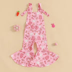 FOCUSNORM 0-4Y Lovely Little Girls Easter Rompers Pants 3 Style Sleeveless Floral Rabbit Print Jumpsuit Suspender Pants