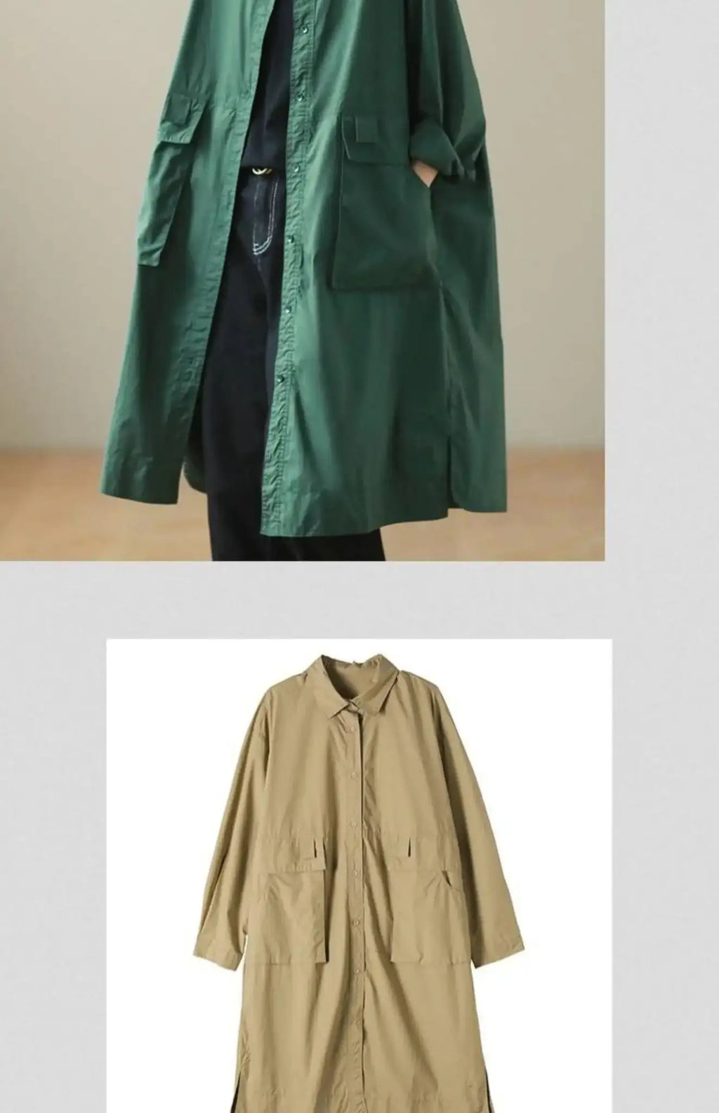 9290 Spring Fall Trench Coat Women Mid Length Windbreaker Single-breasted Double Pockets Casual Loose Overcoat Female Outerwear