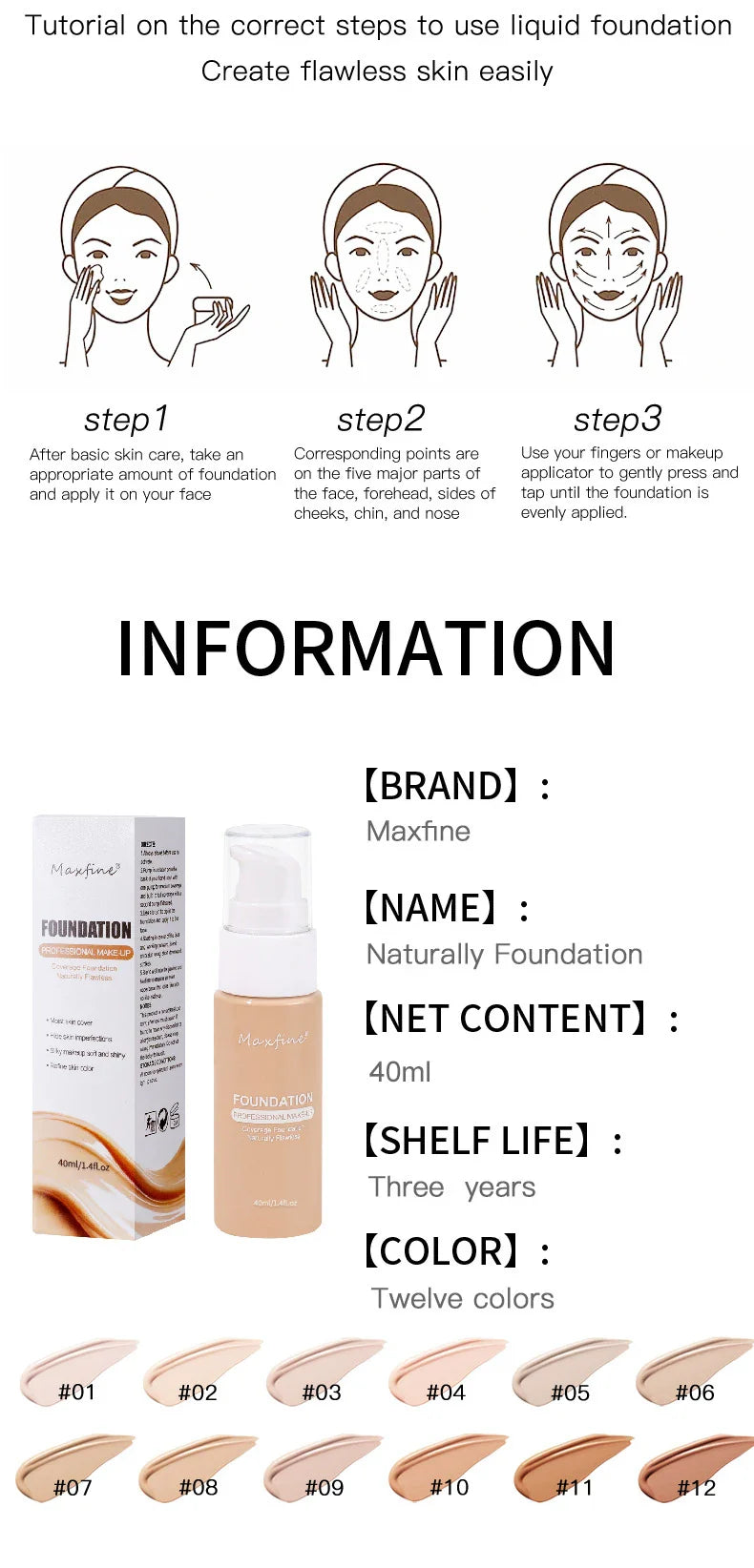 Liquid Foundation Effective Concealer Waterproof Sweat-resistant Makeup Professional Cosmetics Lootquake LLC