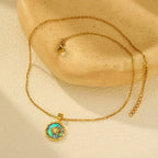 Summer Waterproof Necklace for Women, Nature Abalone Shell Heart Square Round Shape Pendant Statement Jewelry